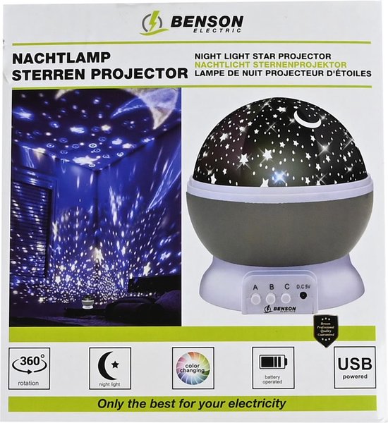 Nachtlamp Sterren Projector van Benson: Creëer een Magische Sterrenhemel in de Kinderkamer