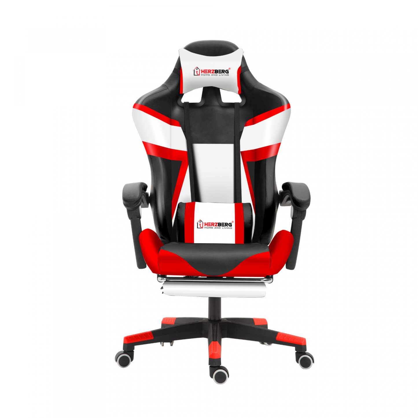 Gaming- en bureaustoel met T-vormig accent rood - Herzberg HG-8082