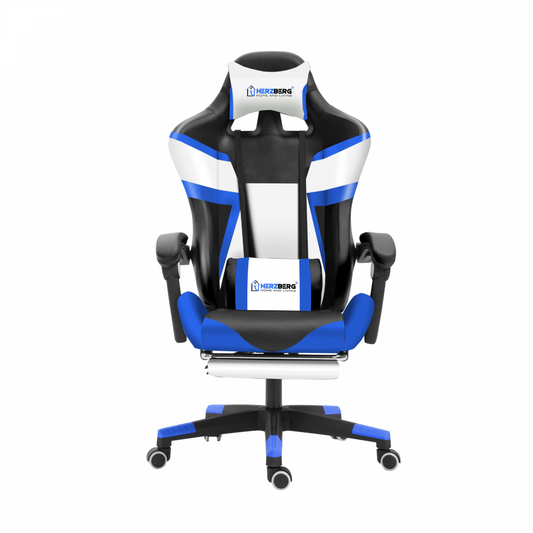 Gaming- en bureaustoel met T-vormig accent blauw - Herzberg HG-8082