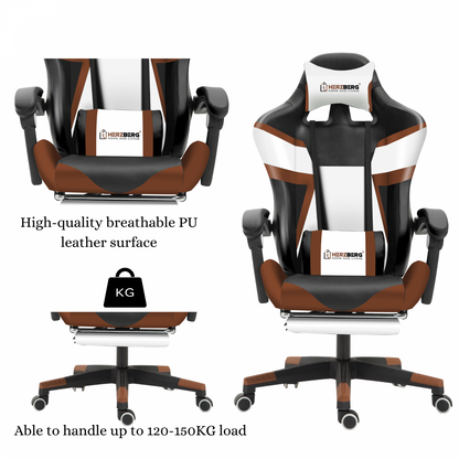 Gaming- en bureaustoel met T-vormig accent Koffie bruin - Herzberg HG-8082