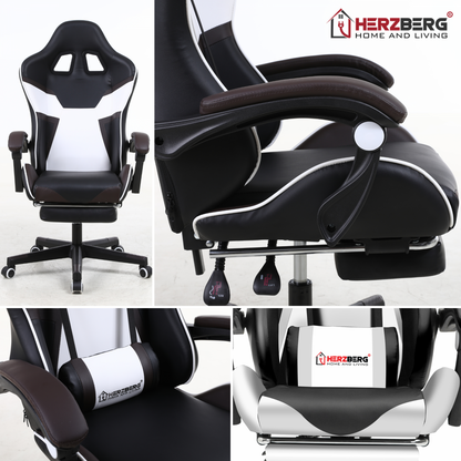 Gaming- en bureaustoel met T-vormig accent blauw - Herzberg HG-8082