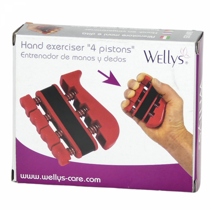 Wellys GI-069125: Hand- en vingertrainer met 4 zuigers - Knijpkracht trainer
